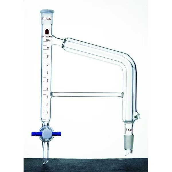 DISTILLATION RECVER, DEAN STARK, 20mL, 24/40, 2mm PTFE, 300X80mm., Synthware, Mfr#: D442420